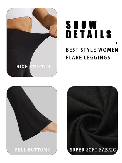 Women's Super Soft Flare Pants High Waisted Tummy Control Workout Yoga Leggings Bell Bottoms