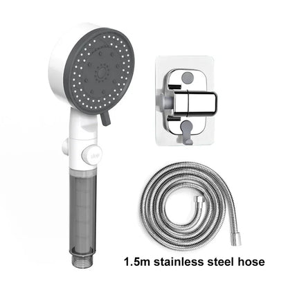 10 Spray One Touch Stop Filtered Shower Head High-Pressure Handheld Water Saving Showerhead Fall Resistance Bath Shower Nozzle