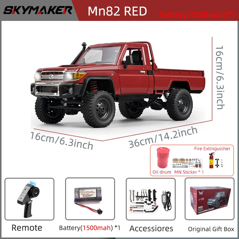 1:12 Rc Car Skymaker Mn Model Mn82 Retro Full-scale Simulation LC79 RTR 2.4g 4WD 280 Motor Remote Control RC Truck Model Car Toy