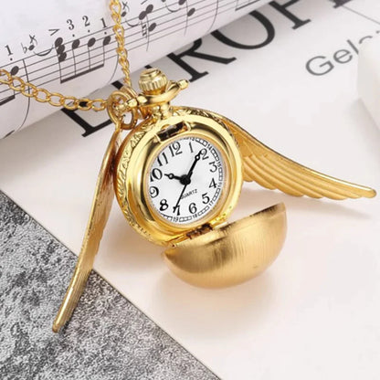 large small Golden Snitch spherical quartz pocket watch fashion sweater angel wing necklace pendant men and women pocket watch