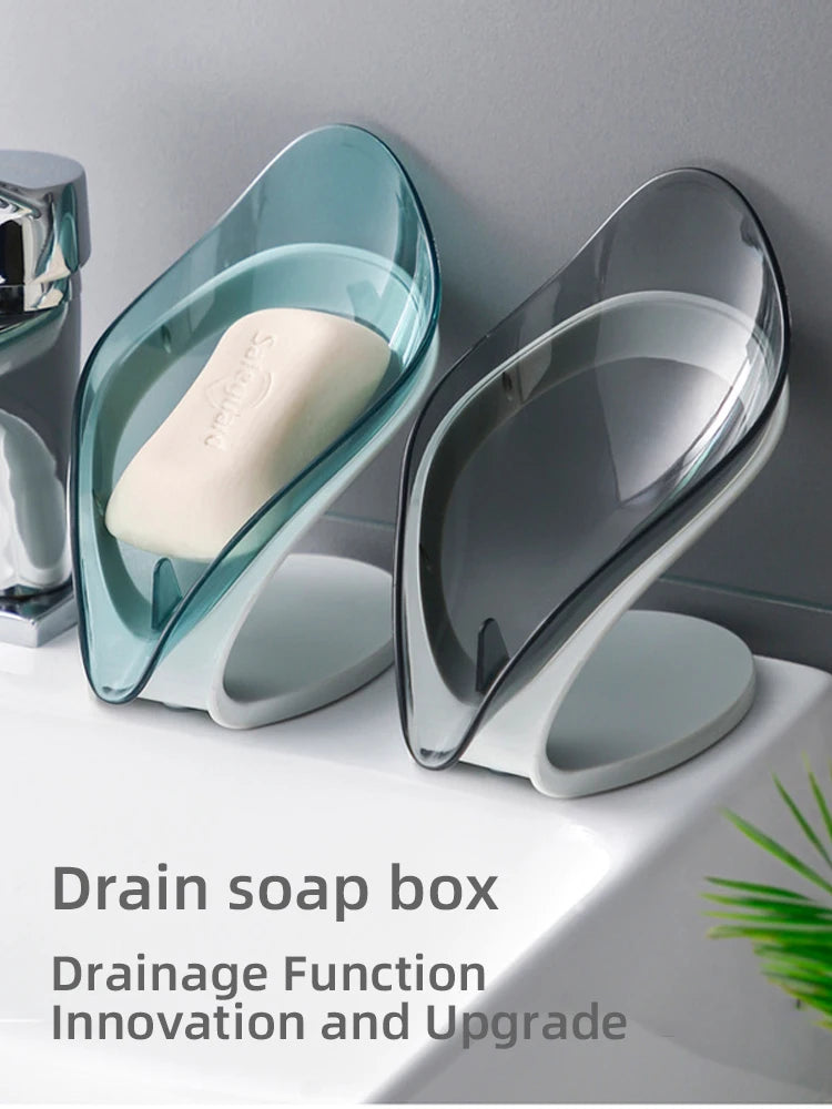 Multifunctional Drainage Soap Dish with Detachable Base, ABS + PS + Silicone, Grey/Blue, for Bathroom & Kitchen