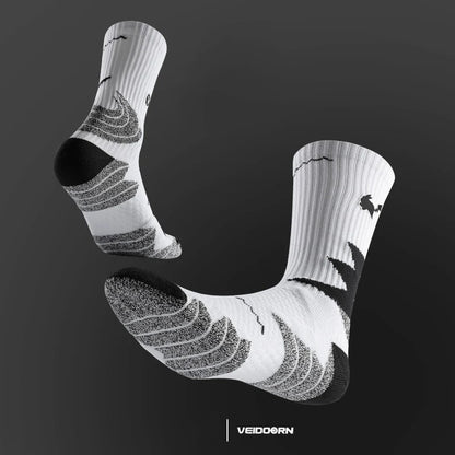 Veidoorn High Quality Sport Socks for Men Mid Calf Length Running Basketball Socks Thicken Non Slip Camping Cycling Stocking