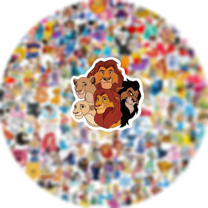 50/100/200/300Pcs Disney Mix Cartoon Cute Stitch Micky Princess Stickers Vinyl Laptop Luggage Skateboard Waterproof Sticker Toys