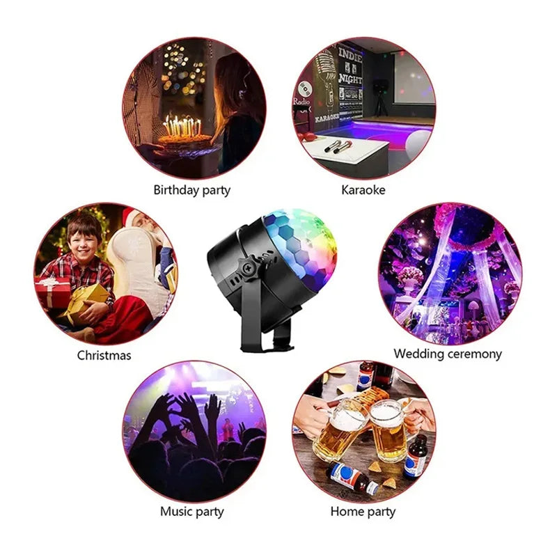 RGB Strobe Stage Night Light for Home KTV Party Club Bar Dance Christmas Gift Lighting Effect Sound-activated Disco Ball Lamp