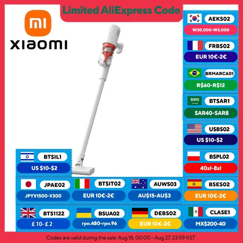XIAOMI MIJIA Vacuum Cleaner 2  For Home Sweeping Cleaning 16kPa Strong Cyclone Suction 0.5L Dust Cup Handheld Vacuum Cleaners