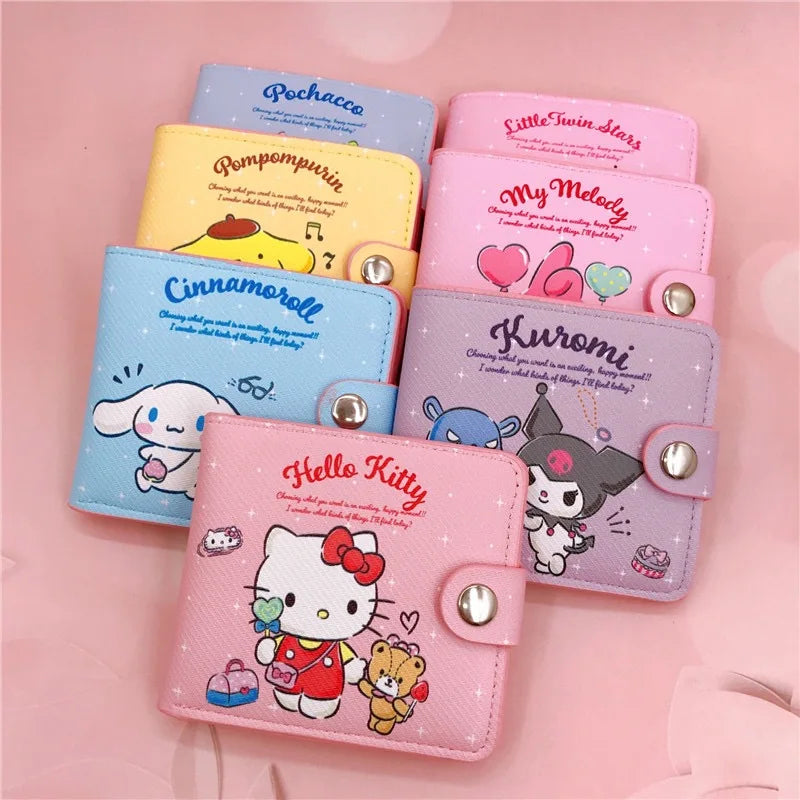 Sanrio Hello Kitty Cinnamoroll My Melody Kuromi New Pu Casual Money Bag Coin Purse Card package Wallet With Buttons ?