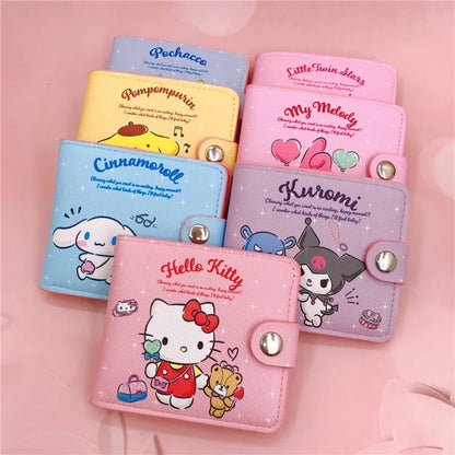 Sanrio Hello Kitty Cinnamoroll My Melody Kuromi New Pu Casual Money Bag Coin Purse Card package Wallet With Buttons ?