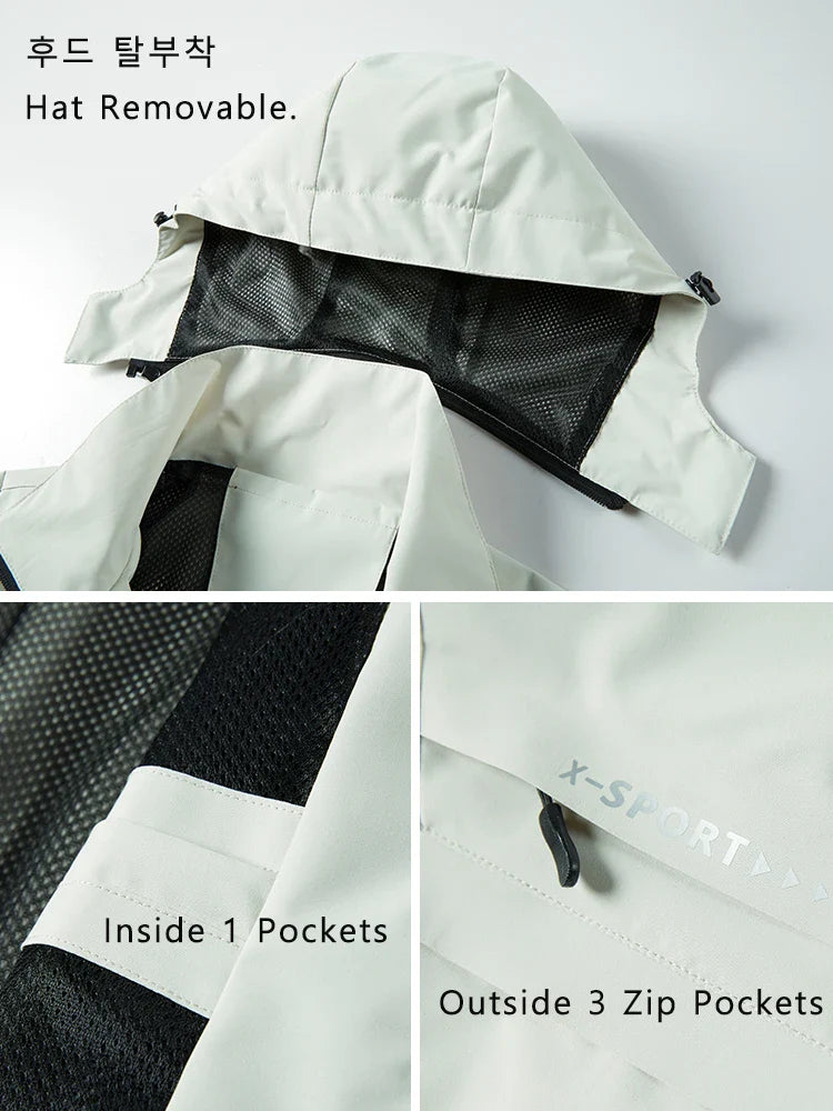 Spring Autumn Casual Jacket Men/Women Outdoor Waterproof and Windproof Hooded Windbreaker Coats