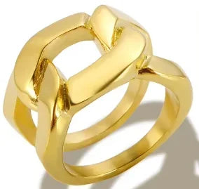 Shiny Crystal High End Non Tarnish Fashion Geometric Open Gold Plated Stainless Steel Rings for Women Wedding Ring Jewelry Gifts