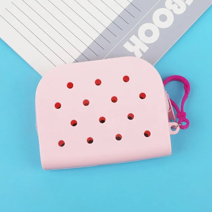Soft Silicone Mini Holes Wallet Zipper Coin Purses Card Holder Money Bag Women Girls Zipper Change Pouch Storage Bag Organizer
