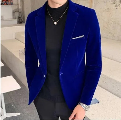 Mens Blazer Men's Fashion Business Corduroy Shirt Gentleman British Style Casual Slim-fit Wedding Work  Mens Blazer Jacket  5XL
