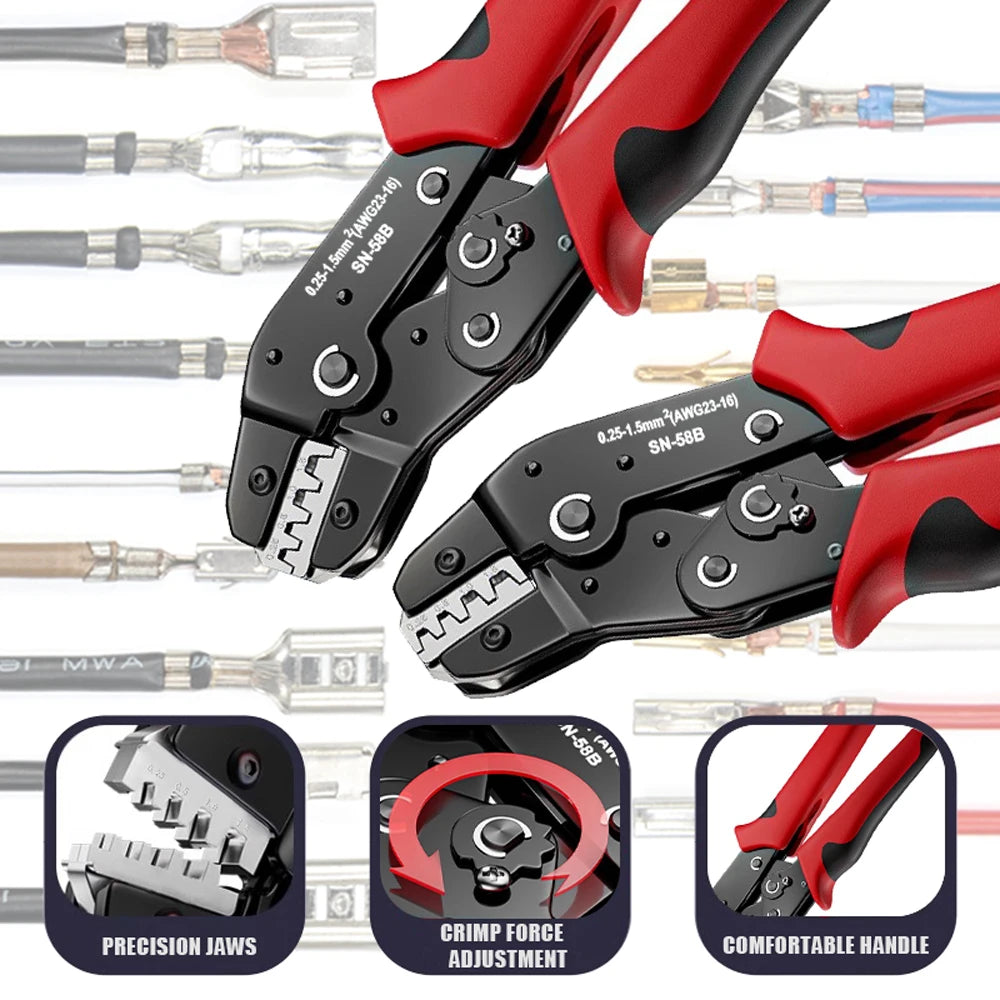 Ratcheting Crimping Tool Set For Dupont JST MOLEX Open Barrel,Dupont Molex JST TE Terminals & EPC PCIE SATA Pins SN-58B