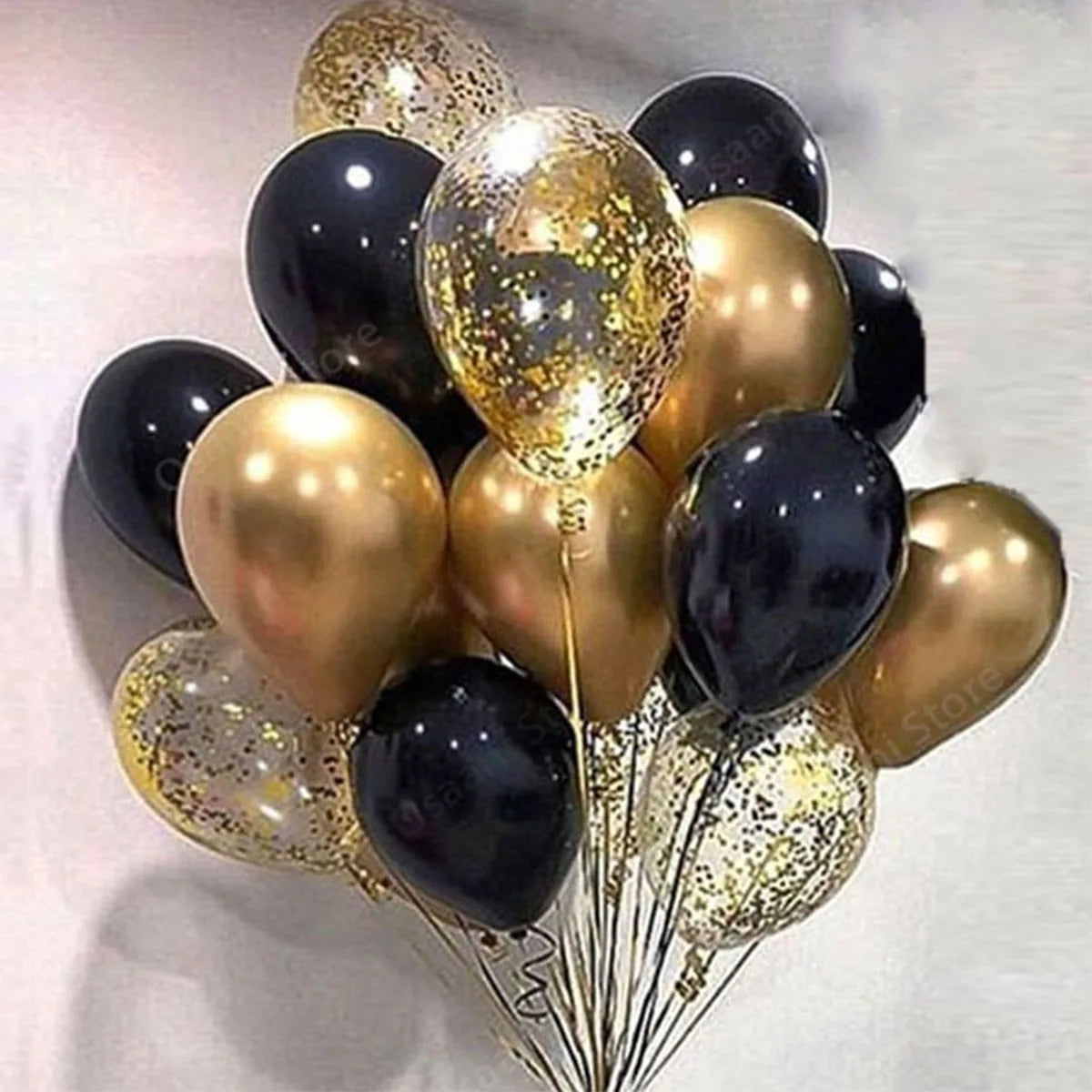 40pcs 12inch Gold Black Mixed Confetti Latex Balloons Boy Girl Birthday Adult Woman Man Party Decorations Graduation New Year