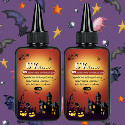 UV Resin 100-300g/random molds 5pc - Upgraded Hard Type Crystal Clear Ultraviolet Curing UV Epoxy Resin for Craft Jewelry Making