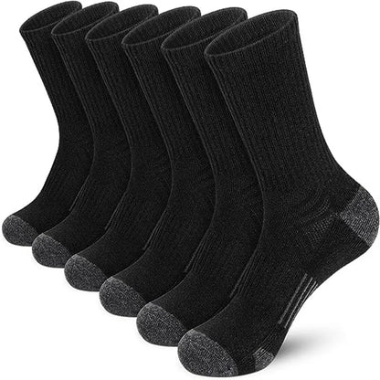 6 Pairs Mens Athletic Crew Socks Cushion Running Work Breathable Outdoor Socks for Men,Sock Size:10-13