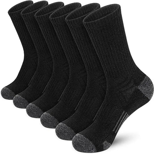 6 Pairs Mens Athletic Crew Socks Cushion Running Work Breathable Outdoor Socks for Men,Sock Size:10-13