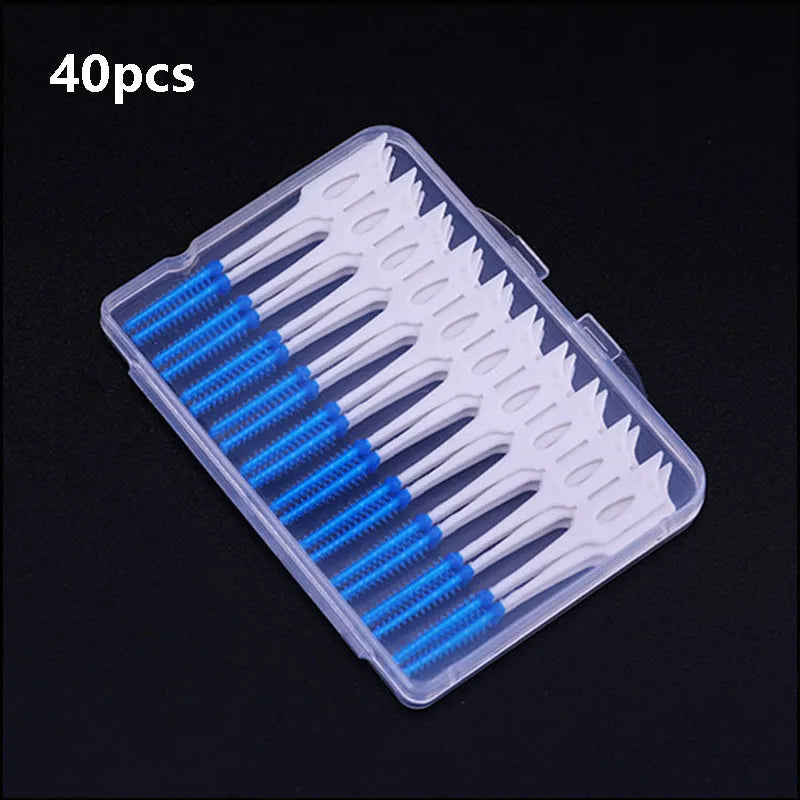 200/400pcs Interdental Silicone Brushes Dental Toothpicks Brush Between Teeth Silicone Toothpicks With Thread Oral Cleaning Tool