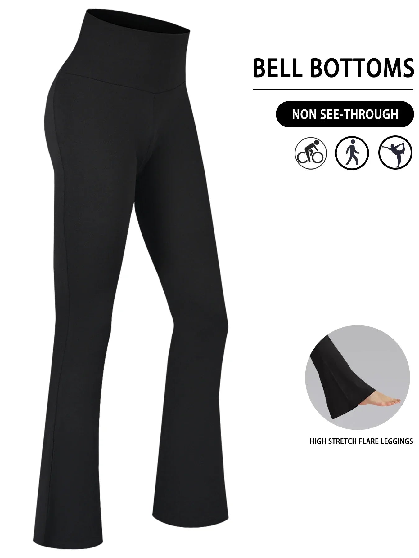 Women's Super Soft Flare Pants High Waisted Tummy Control Workout Yoga Leggings Bell Bottoms