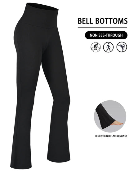 Women's Super Soft Flare Pants High Waisted Tummy Control Workout Yoga Leggings Bell Bottoms