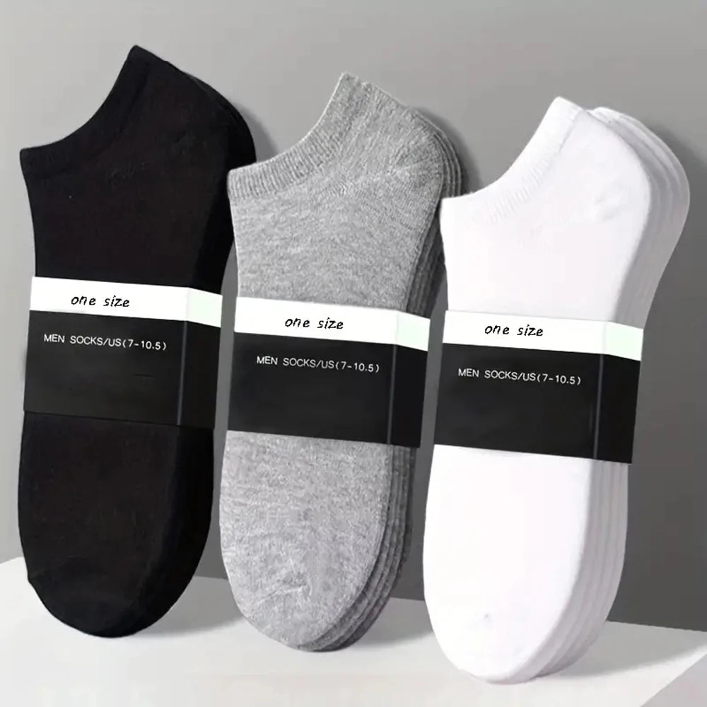 1/5/10 Pairs Comfortable Men's Women's Socks Casual Short Solid Color Spring Summer Boat Sock Fashionable Round Neck Ankle Socks