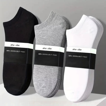 1/5/10 Pairs Comfortable Men's Women's Socks Casual Short Solid Color Spring Summer Boat Sock Fashionable Round Neck Ankle Socks
