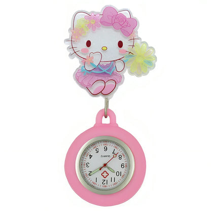 MINISO Nurse Doctor Hospital Medical Workers Lovely Cat Dog Health Care Hang Clip Badge Reel Pocket Watches Retractable Clock