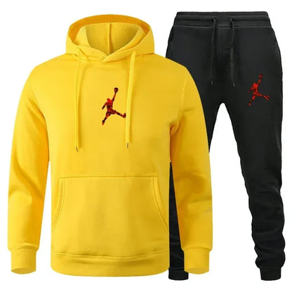 2025 Autumn/Winter Men's jogging Fitness sportswear Set: Fashionable long-sleeved sweatshirt + casual pants 2-piece set