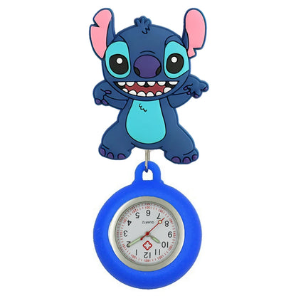 MINISO Cartoon Women Mens Nurse Doctor Students Mouse Bear Duck Lovely Retractable Badge Reel Clip Pocket Watches Clock Gifts