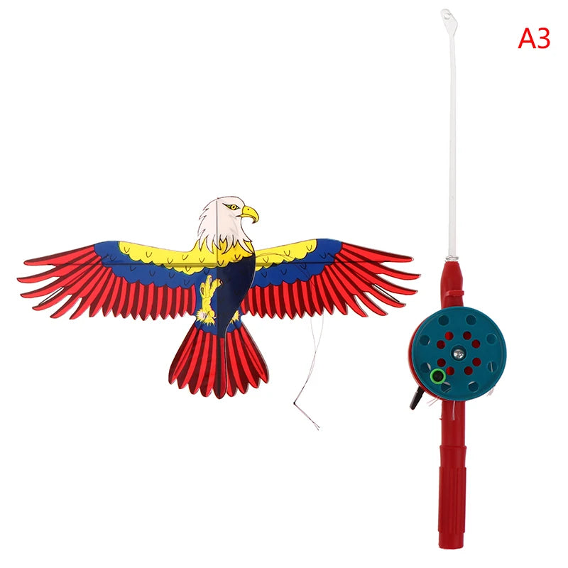 Cartoon Children Kite Mini Plastic Toys Kite + 40cm Hand Brake Fishing Rod Outdoor Fun Sports Toys Kites For Kids Gifts
