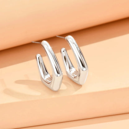 серьги Geometric Irregular Metallic Color Earrings for Women 2024 Minimalist Style Personality Earrings Trendy Jewelry Gift