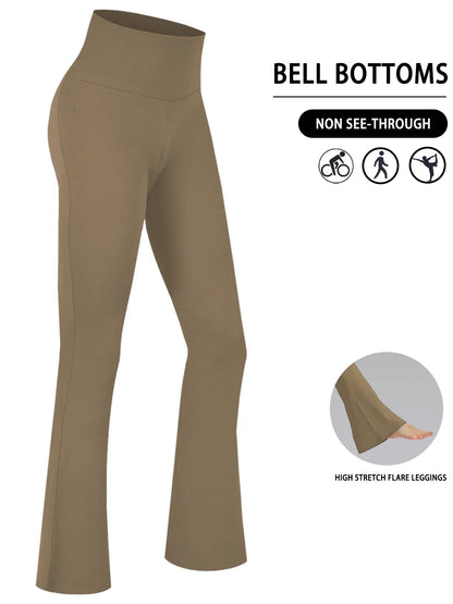 Women's Super Soft Flare Pants High Waisted Tummy Control Workout Yoga Leggings Bell Bottoms