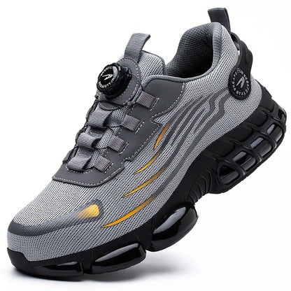 Men Rotating Button Safety Shoes Steel Toe Work Sneakers Indestructible Shoes Puncture-Proof Work Boots Air Cushion Safety Shoes