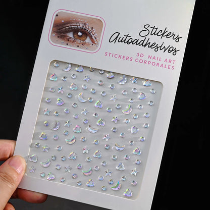 1Pcs Face Diamond Gem Sticker 5D Colorful Rhinestone Tattoo Eyeshadow Stickers fo Festival Nail Body Makeup Bling Jewel DIY Deco