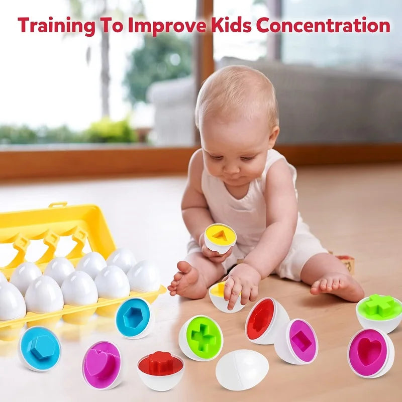 Matching Eggs Toys for Kids 1 2 3Toddlers Montessori Toys Easter Eggs Baby Shape Sorter Games Children Educational Learning Toys