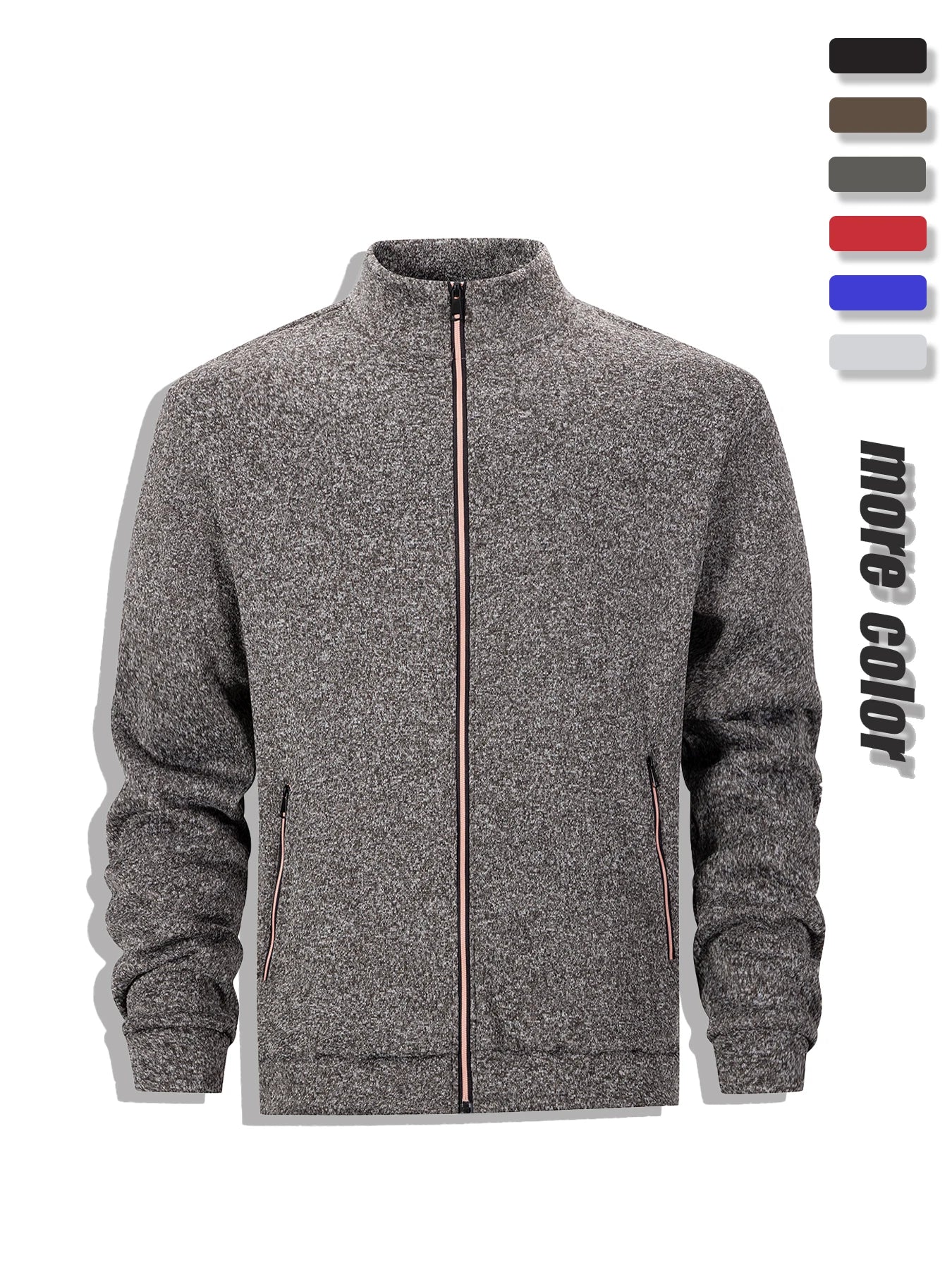 Men's Casual Sweatshirt Jackets Full Zip Up Cardigan Stand Collar Jacket Autumn Winter Male Outdoor Windproof Warm Coat