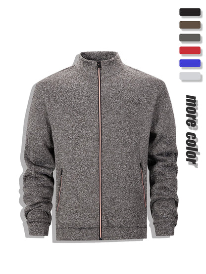 Men's Casual Sweatshirt Jackets Full Zip Up Cardigan Stand Collar Jacket Autumn Winter Male Outdoor Windproof Warm Coat
