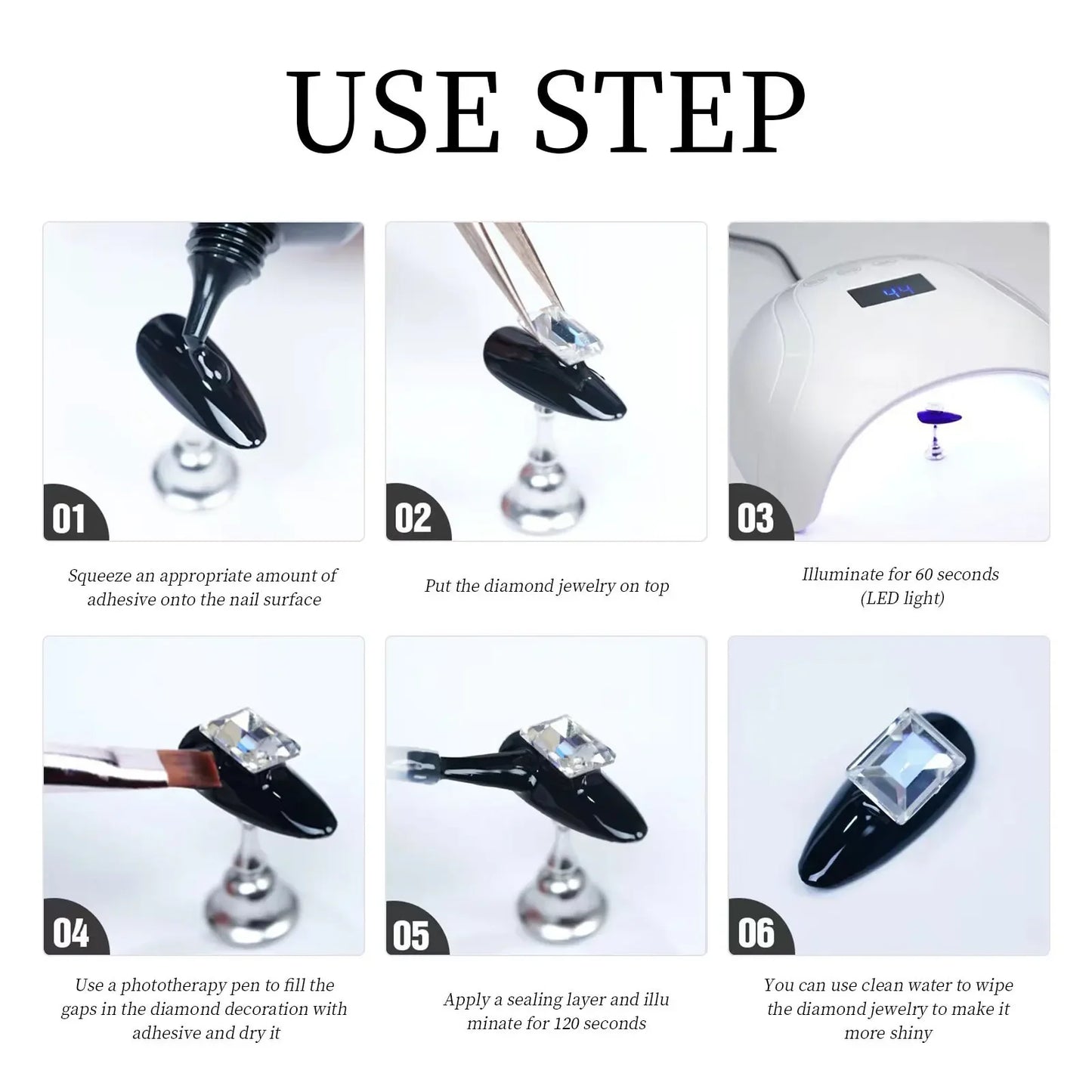 Nail Rhinestone Glue Gel for Decoration Nails 30ml Super Strong Adhesive Gel DIY 3D Nail Crystals Gem Jewels Glitter