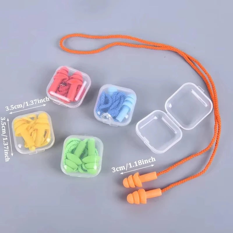 1 Pc Silicone Ear Plugs Sleep Earplugs Noise Reduction Swimming Earplugs With Rope For Diving Underwater Ear Plugs