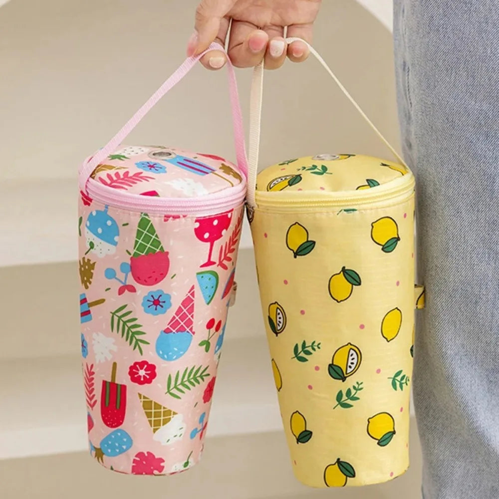 Portable Milk Tea Tote Bag Heat Preservation Bag Carrying Insulated Cup Cover Umbrella Bag Handbag Camping Drinkware Accessories