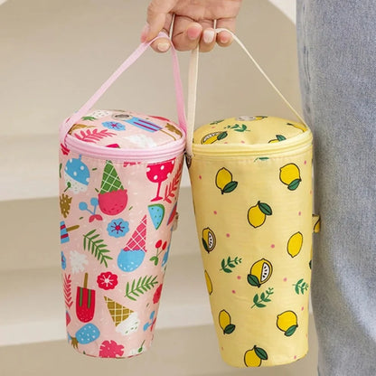Portable Milk Tea Tote Bag Heat Preservation Bag Carrying Insulated Cup Cover Umbrella Bag Handbag Camping Drinkware Accessories