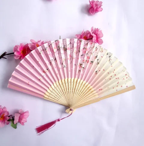 1Pcs Folding Hand Fan with , Chinese Retro Style Birthday Gift for Dance Performance, Decoration