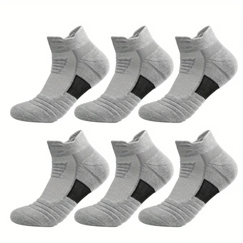 6/3/1 Pairs New Men Sports Running Fitness Flight Short Tube Socks Women's Towel Bottom Basketball Socks Solid Color Black Socks