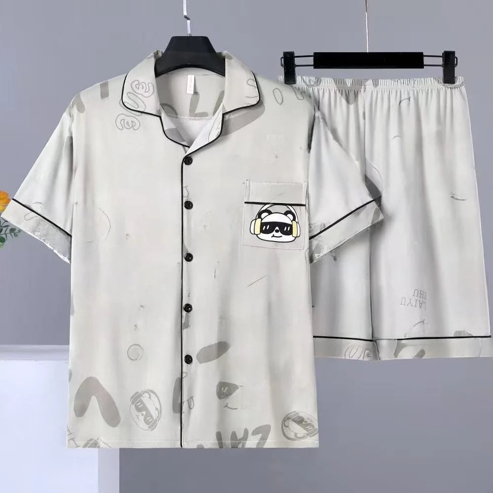 Men's Summer Spwear Set Thin ort Sve ort Pants Oversize Cardigan Home Clothes Lightweight Breathable Comfortable Co...