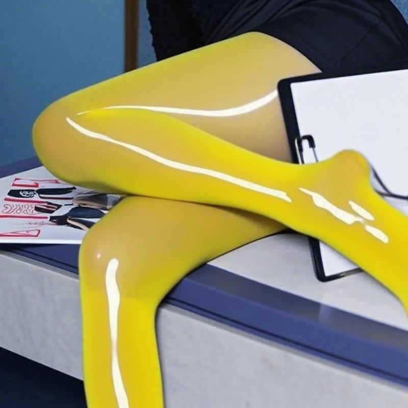 1Pc Women's High Oil Content Glossy Horse Oil Stockings Plus Size Thin Pantyhose High Waist Elastic Glossy Sheer Tights Socks