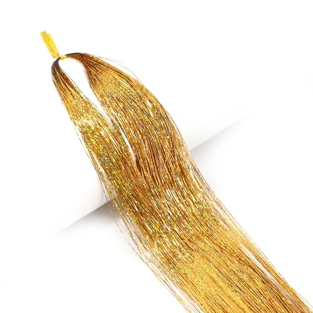 1 Pc Sparkle Shiny Hair Tinsel Hair Extensions Dazzles Women Hippie for Braiding Headdress Hair Braiding Tools Long 100cm