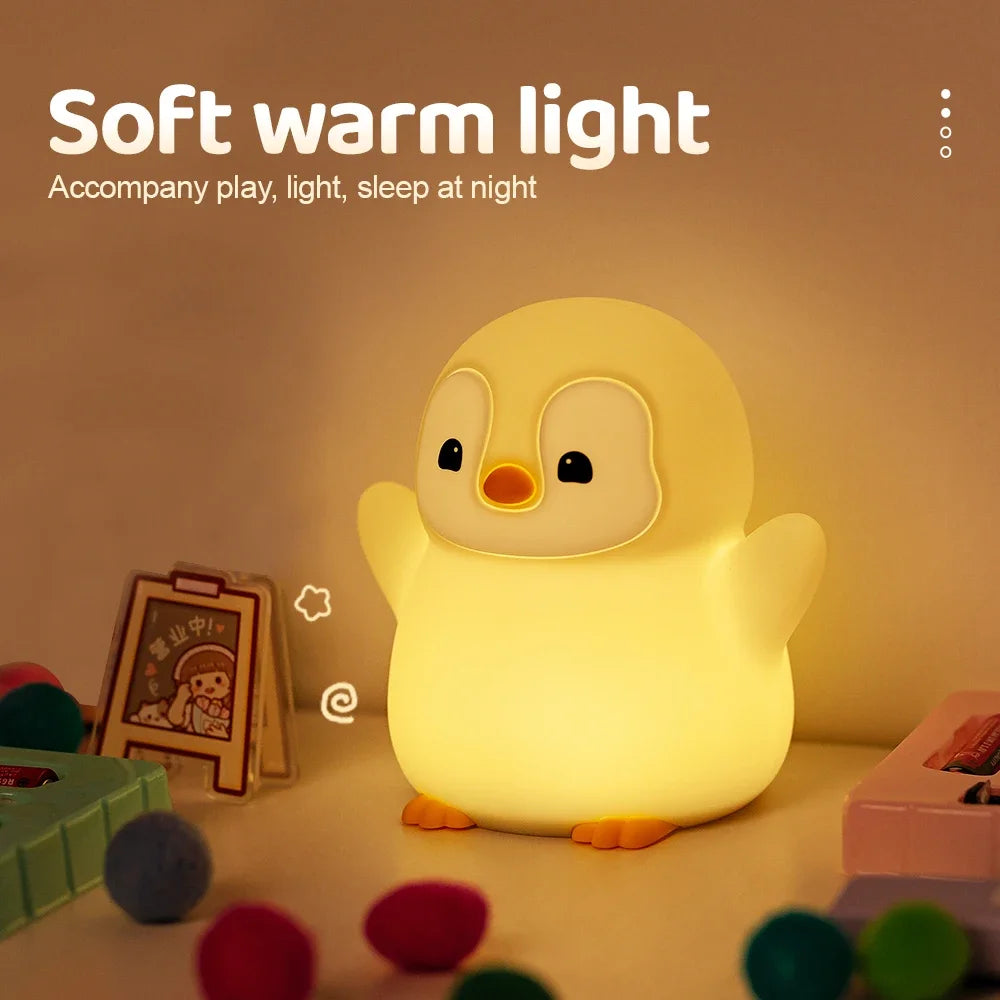 1 Novelty Penguin Nursery Night Light For Kids Room Rechargeable Sleeping Beside Night Lamp For Breastfeeding Toddler Decoration