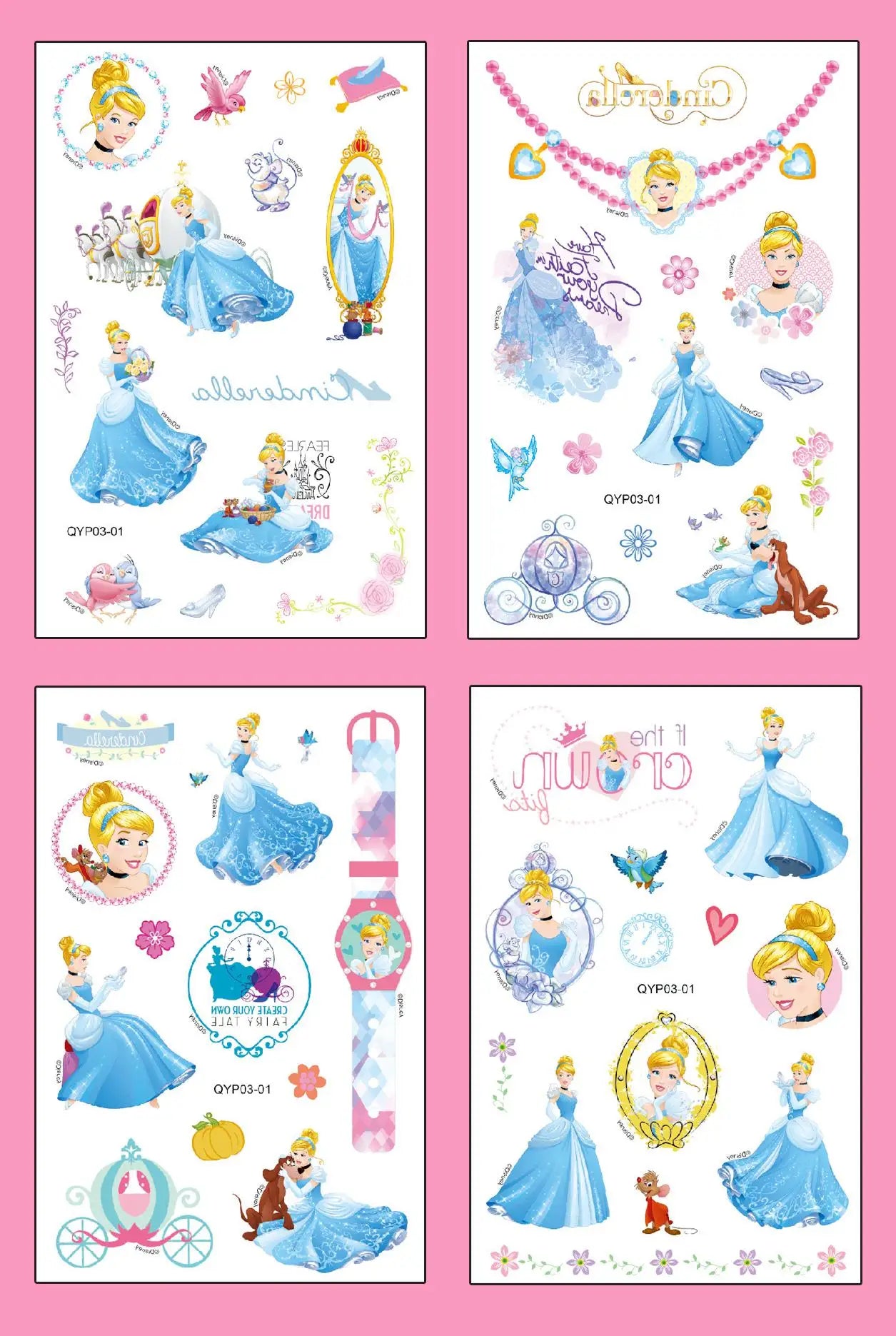 4Pcs/set Tattoo stickers Disney Stitch Princess Sofia Unicorn Frozen Action Cars Cartoon Sticker For Birthday Party Gift