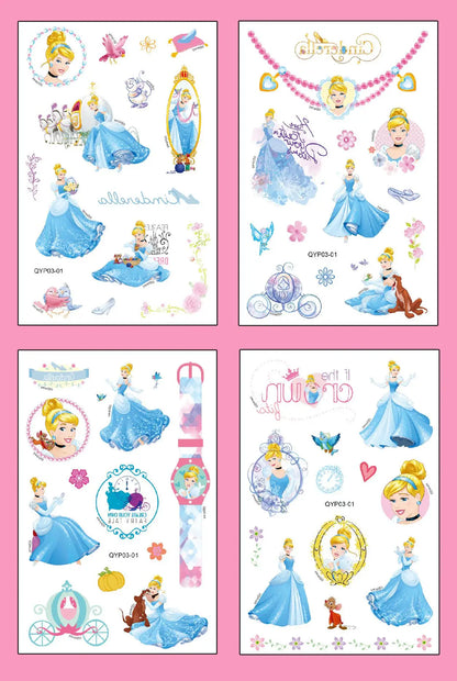 4Pcs/set Tattoo stickers Disney Stitch Princess Sofia Unicorn Frozen Action Cars Cartoon Sticker For Birthday Party Gift