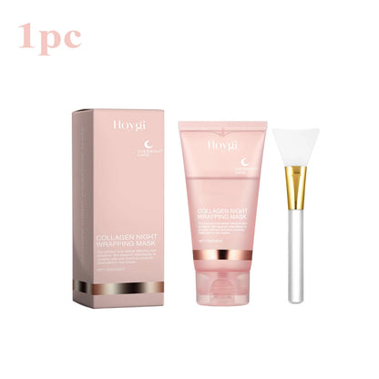 Collagen Overnight Wrapping Peel Off Facial Mask Set Korean Collagen Night Wrapping Mask Deeply Hydrates Night Care Mask Cream