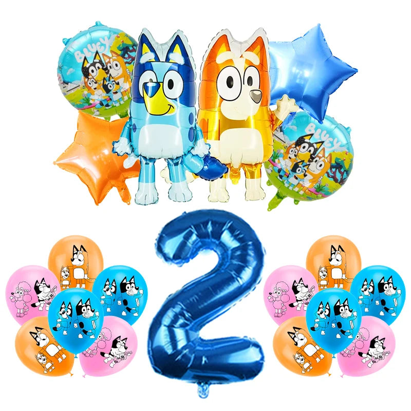 New Bluey Birthday Party Decoration Latex Balloons Bingo Aluminum Film Balloon Disposable Tableware Kids Event Supplies Backdrop